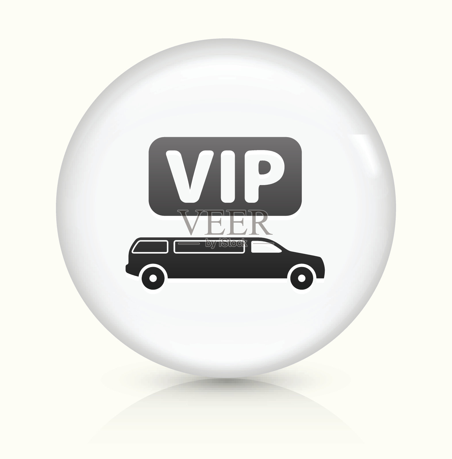 VIP豪华轿车图标上的白色圆形矢量按钮插画图片素材
