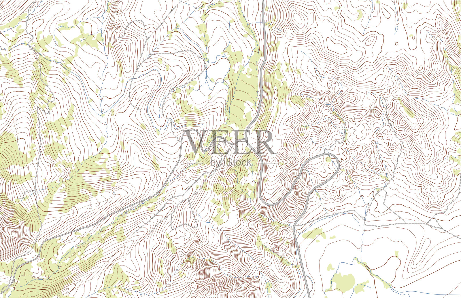 带有道路和森林的地形图插画图片素材