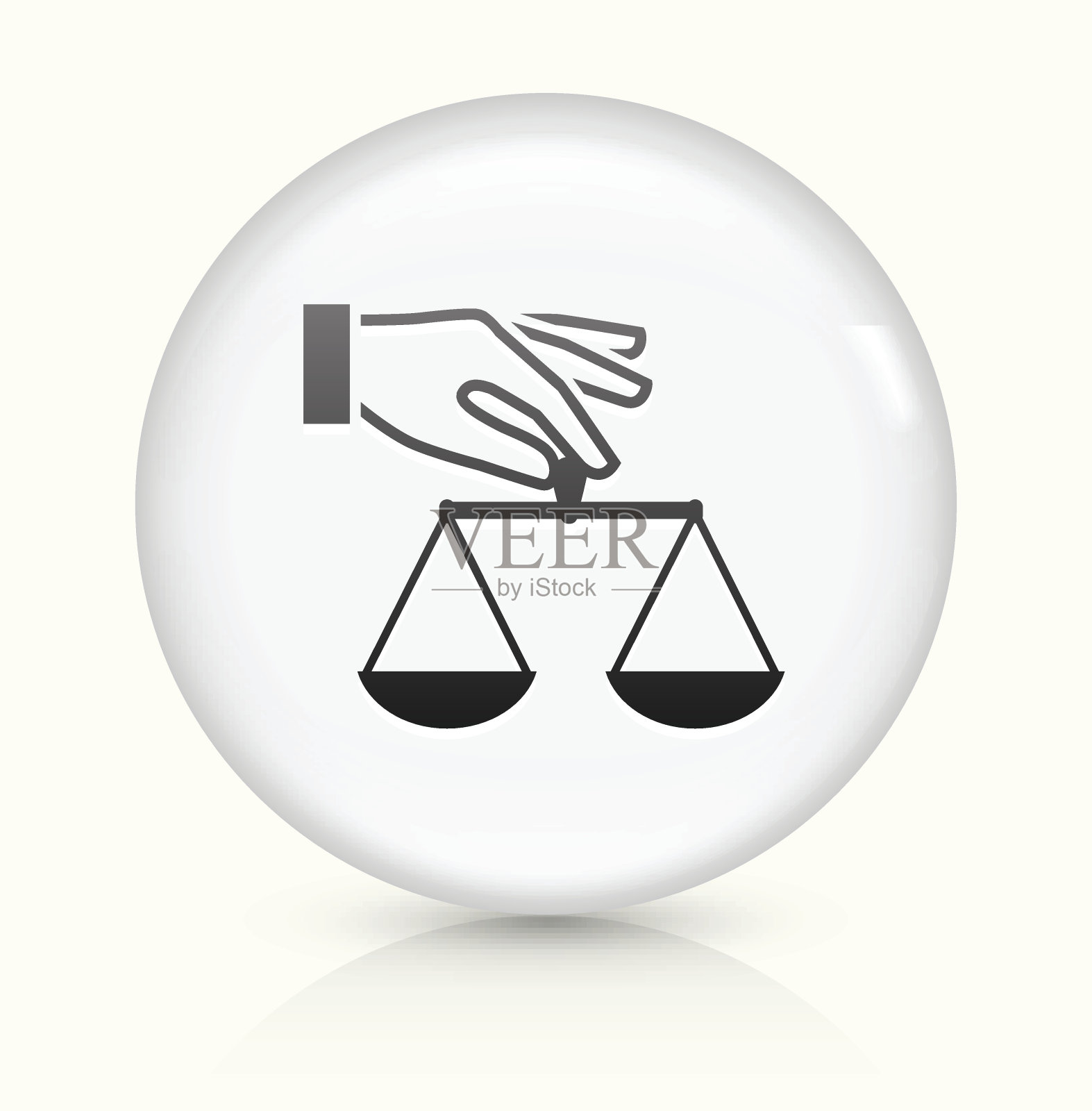 正义的天平图标上的白色圆形矢量按钮插画图片素材