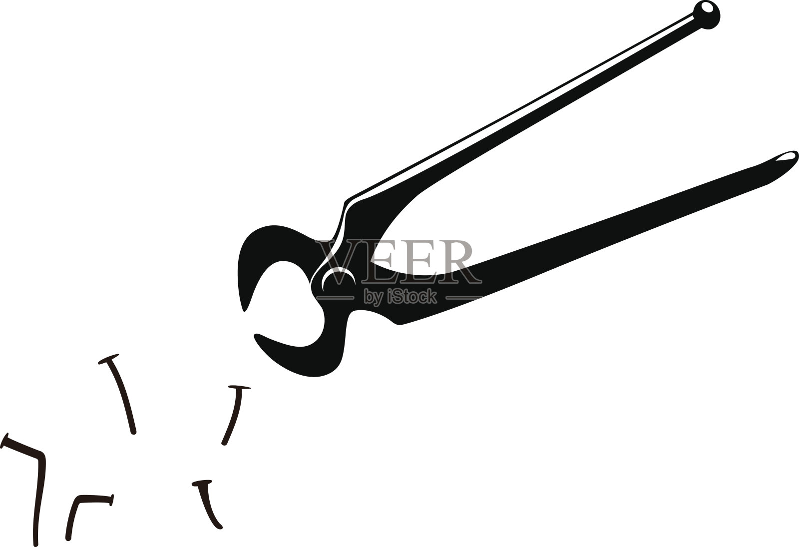 钳子和指甲插画图片素材