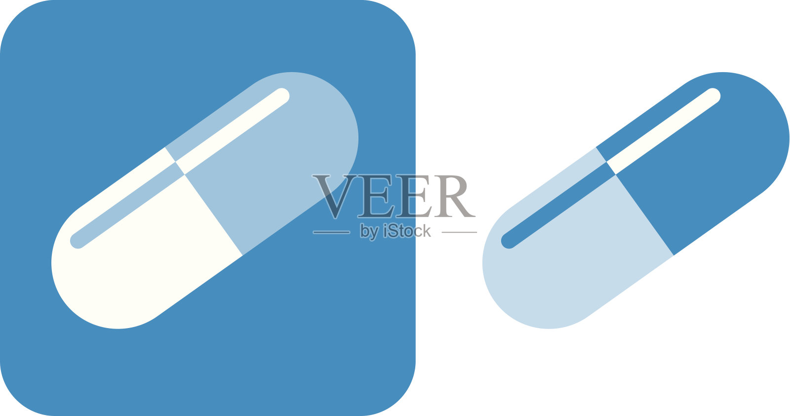 蓝色药片图标插画图片素材