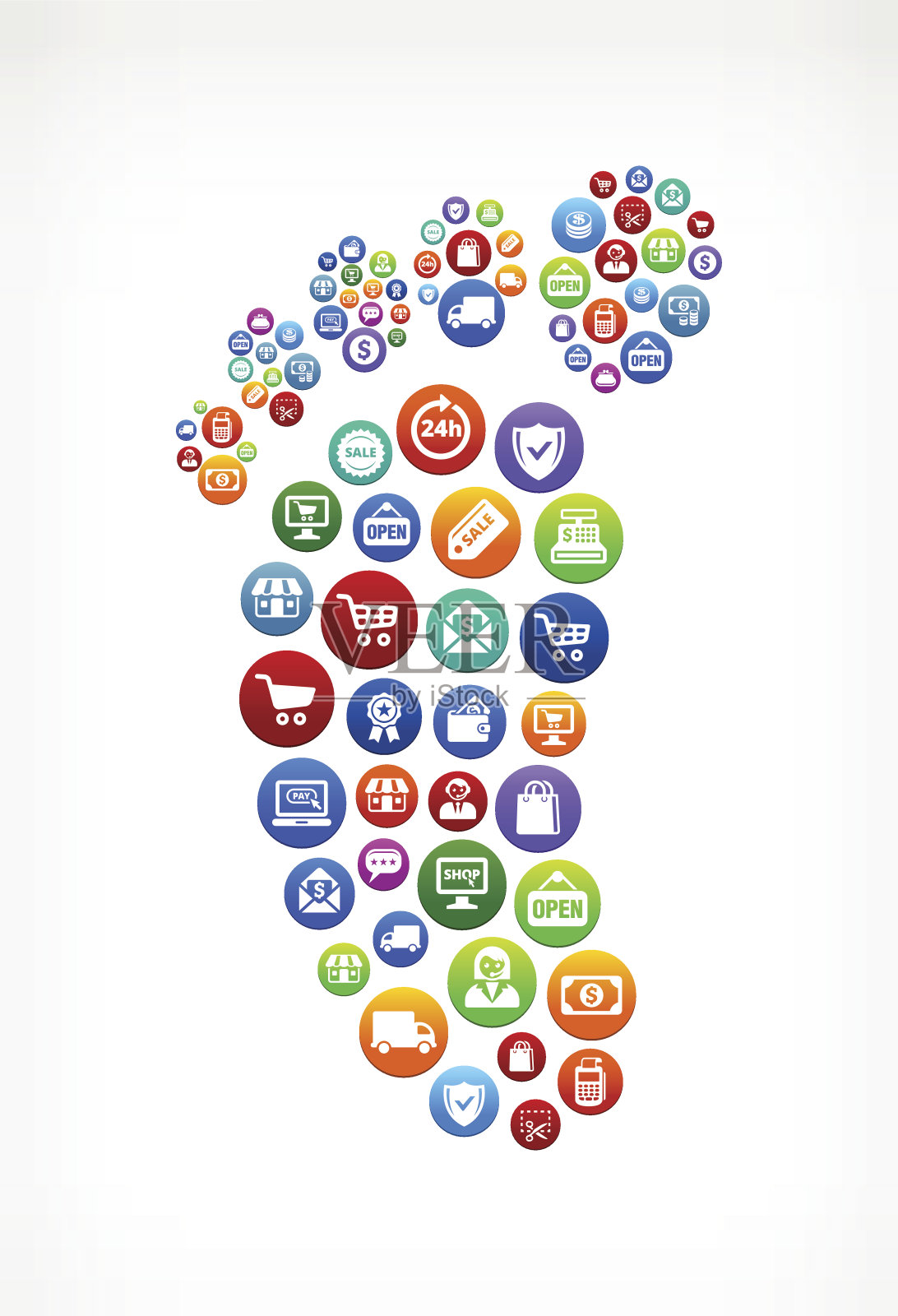 足迹购物和商业多彩的按钮图案插画图片素材