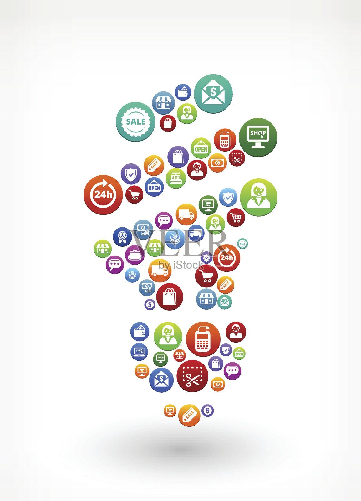 萤光灯泡购物和商业彩色按钮图案插画图片素材