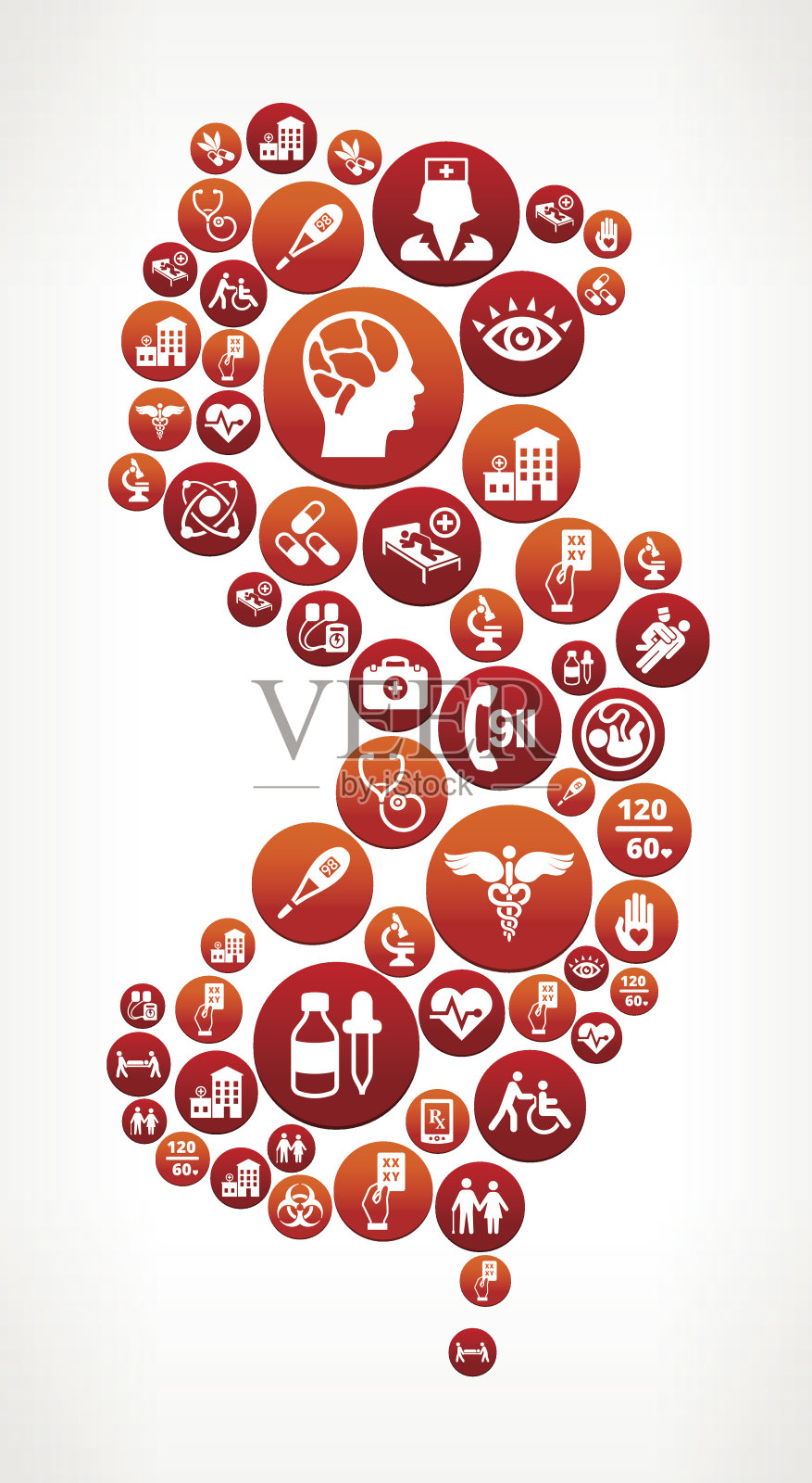 新泽西医疗保健和医疗红按钮模式插画图片素材