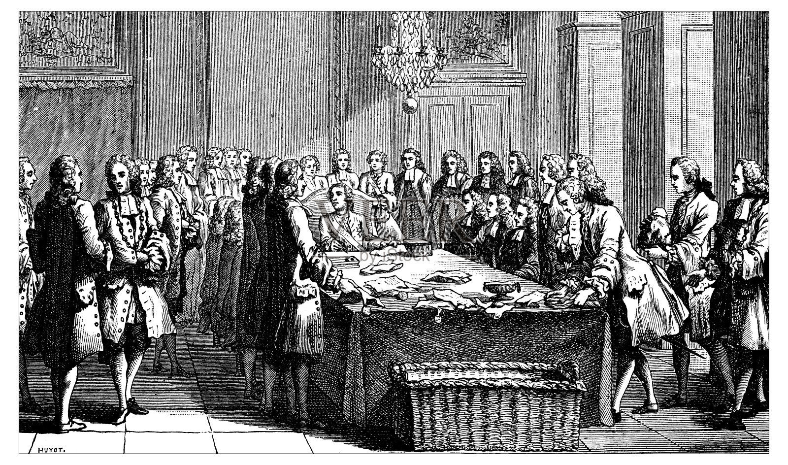 路易十五的古董插图插画图片素材