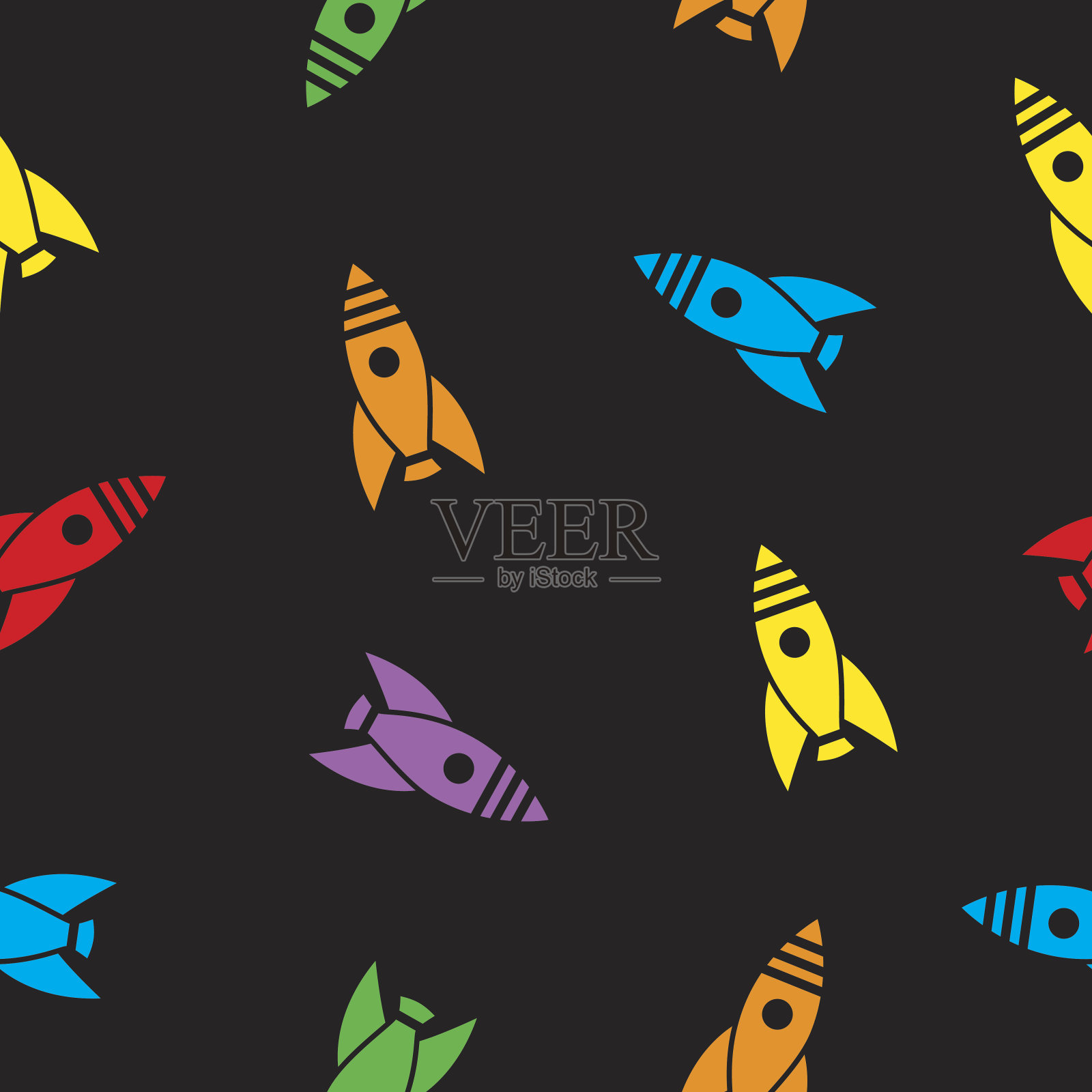 火箭飞船模式插画图片素材