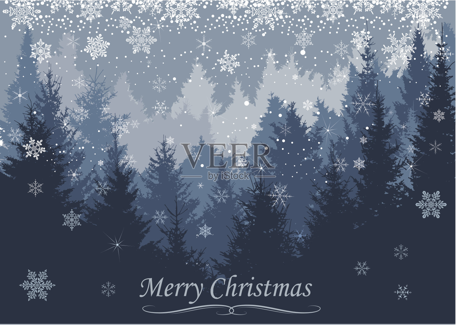 冬季森林插画图片素材