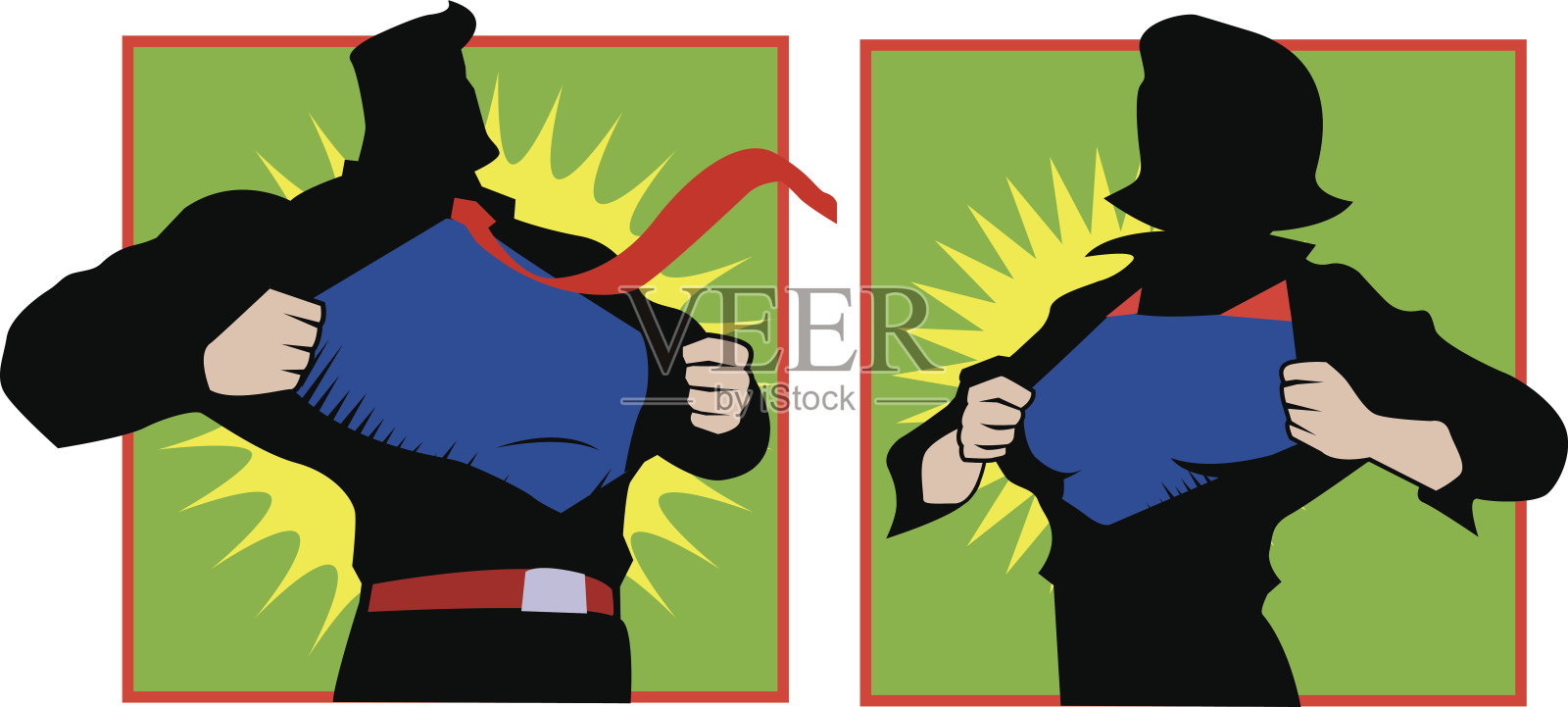 几个超级英雄改变插画图片素材