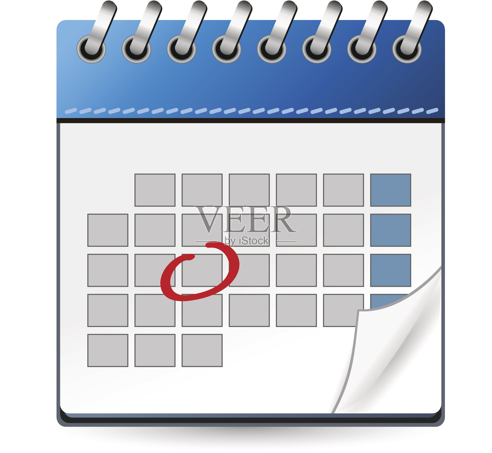 日历图标蓝色标有日期设计模板素材