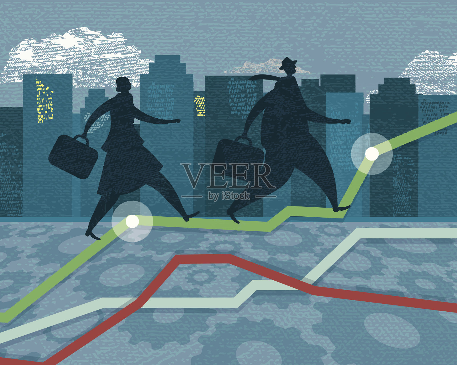 商人剪影-有竞争力的投资增长目标插画图片素材