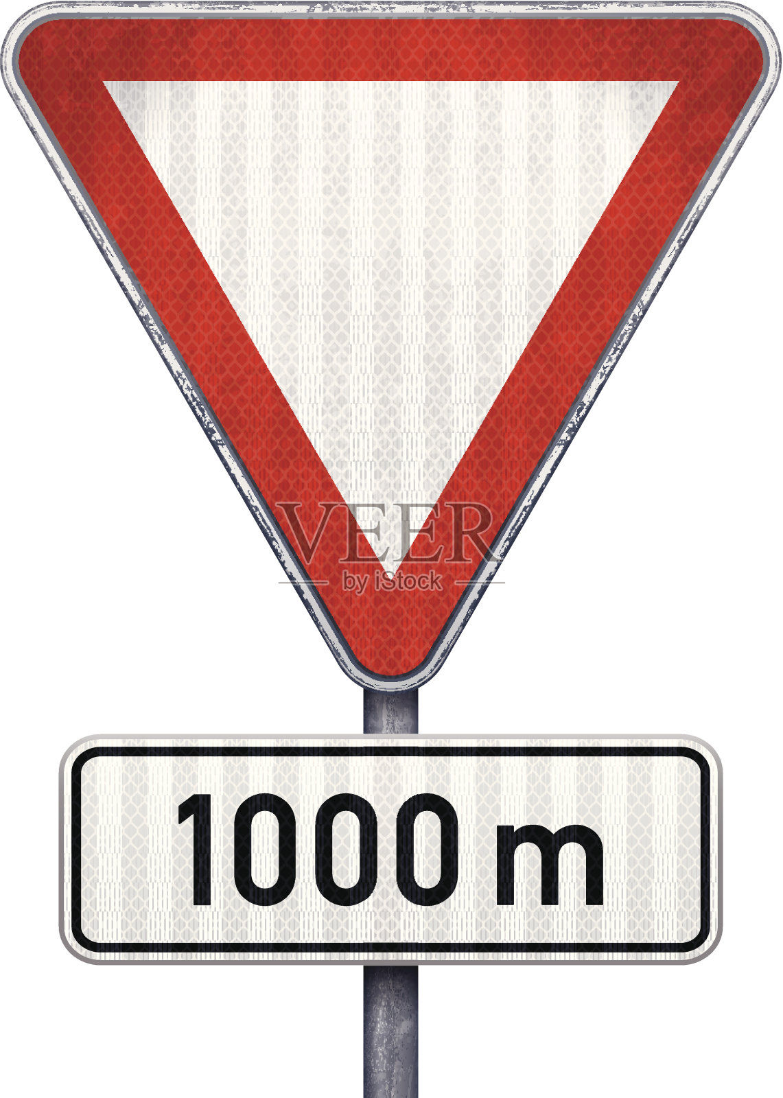 空白三角形路标前方1000米有危险设计元素图片