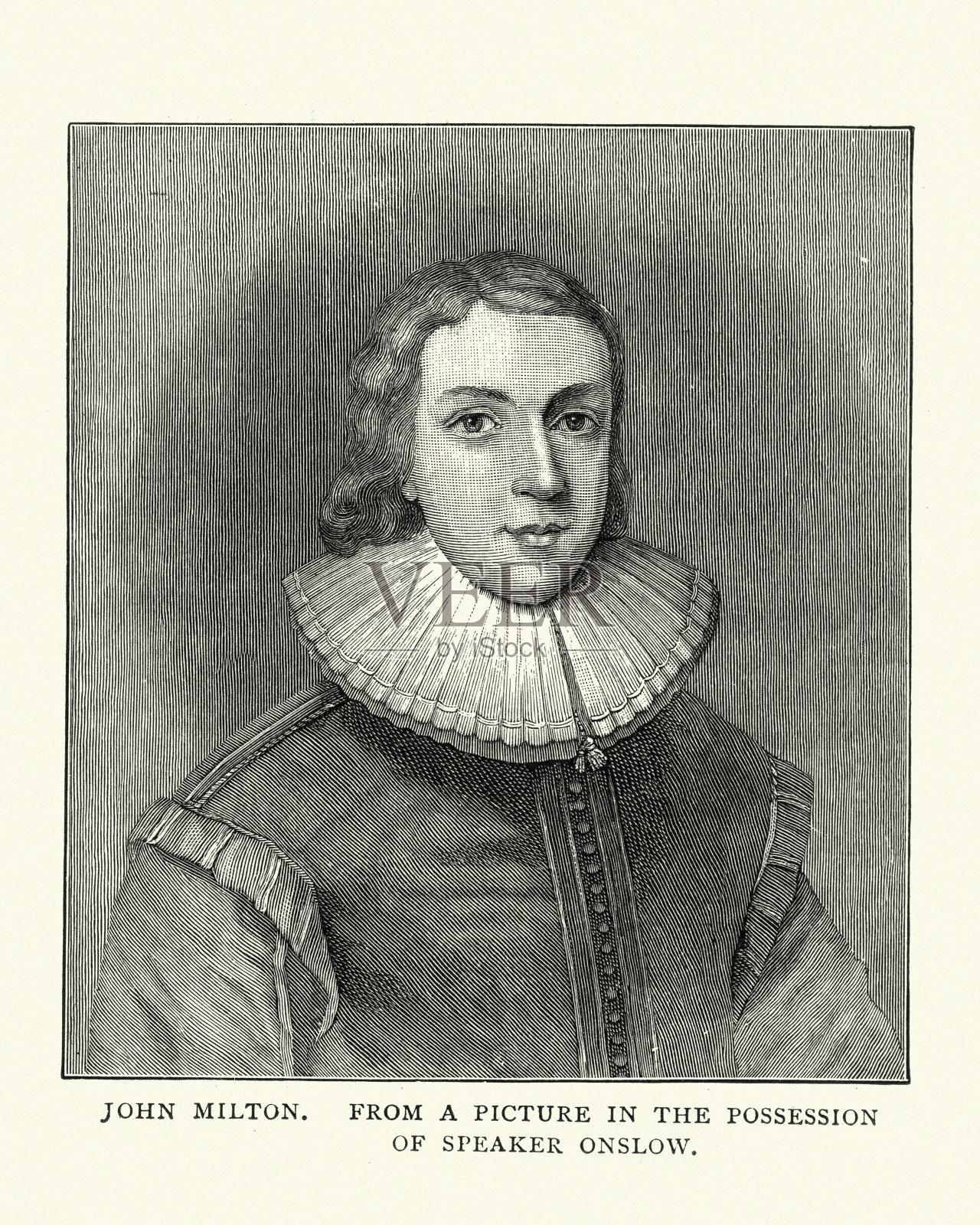弥尔顿肖像插画图片素材