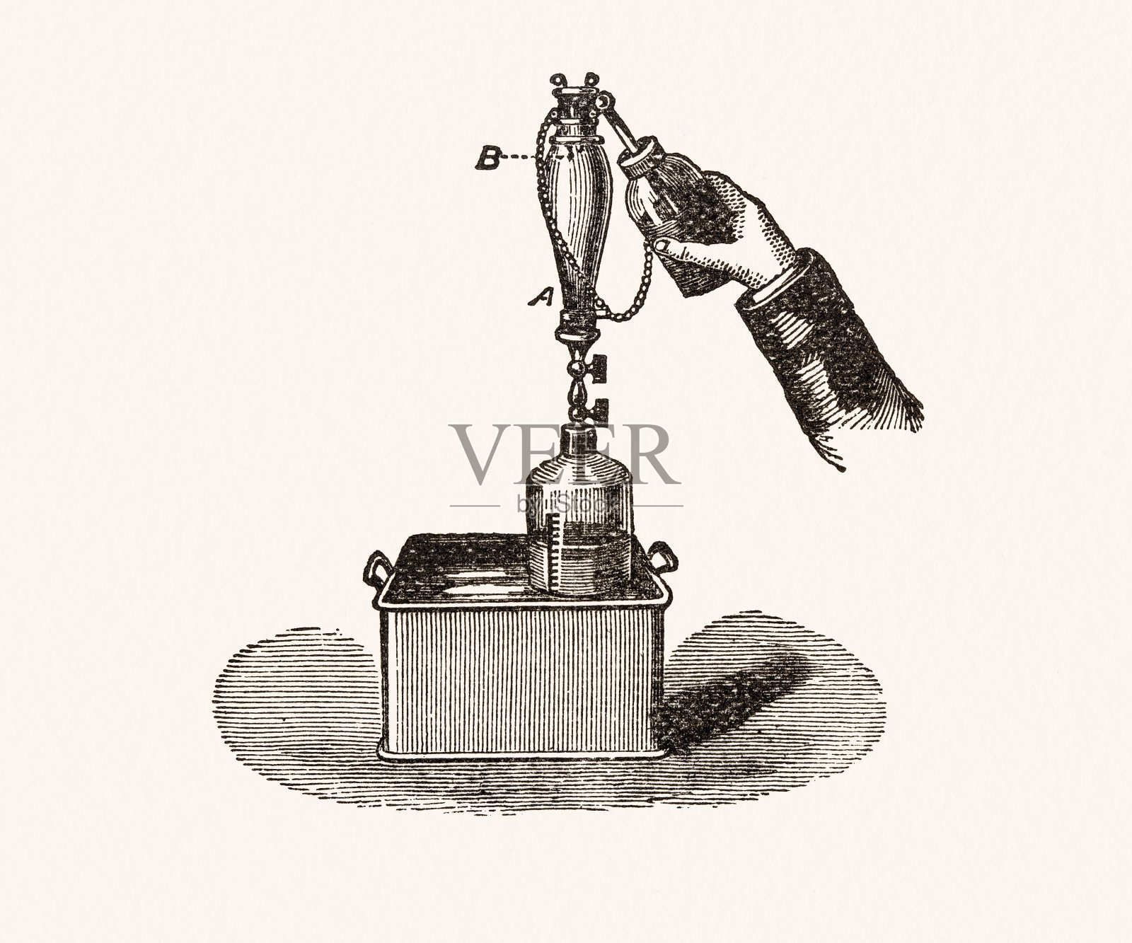 化学实验，19世纪的科学例证插画图片素材