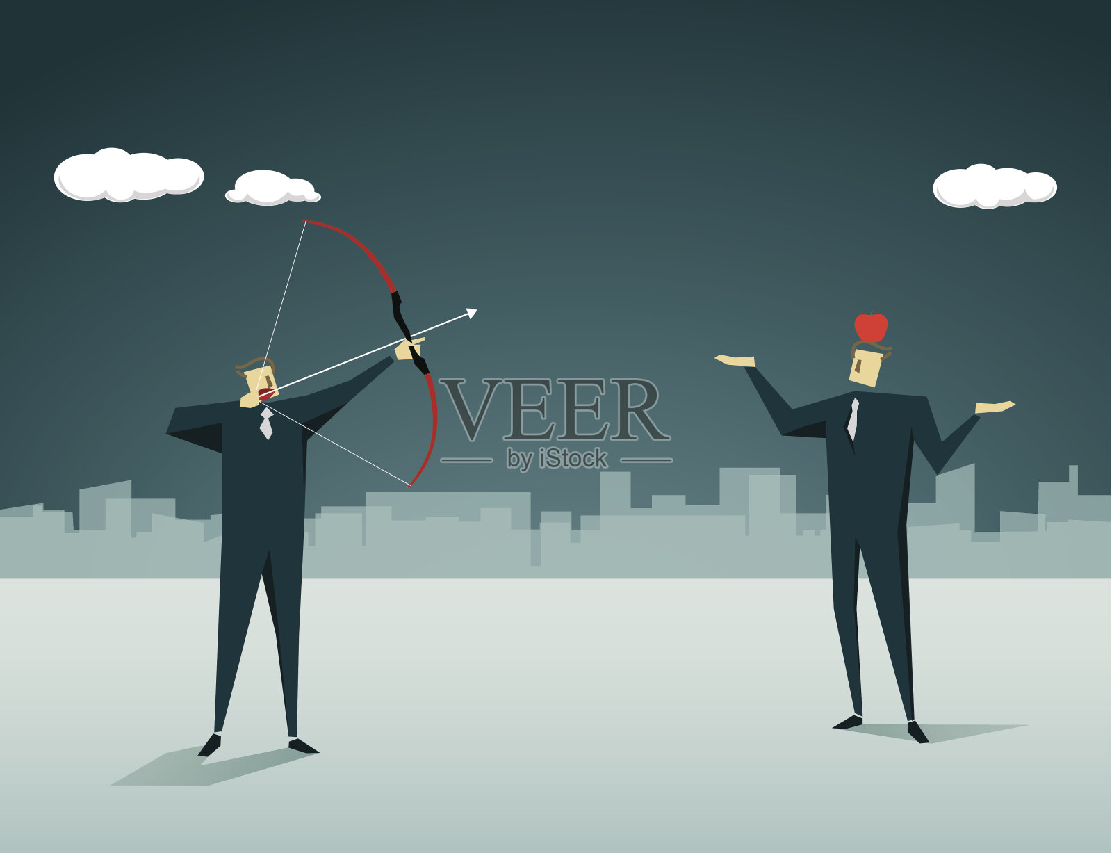 箭术，目标，靶心，苹果，专注，瞄准插画图片素材