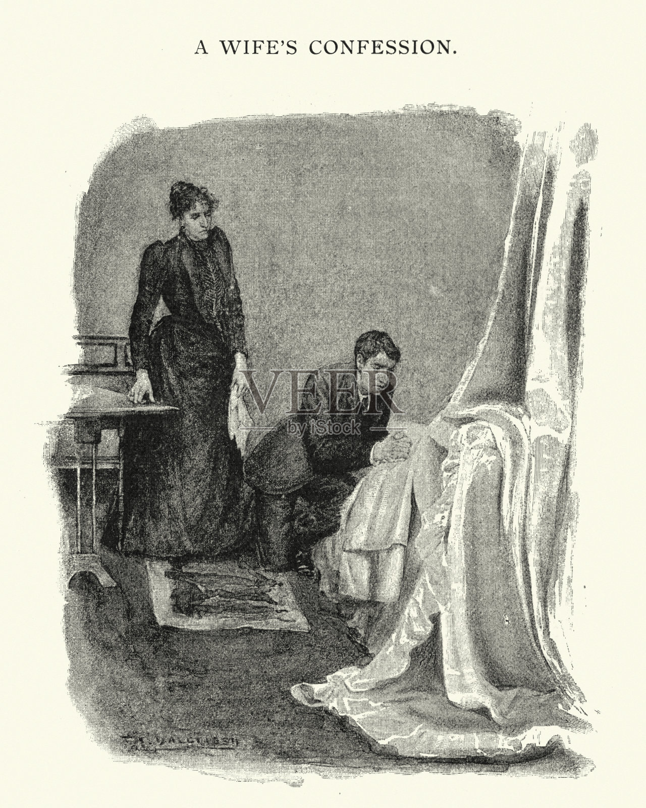 妻子的忏悔插画图片素材