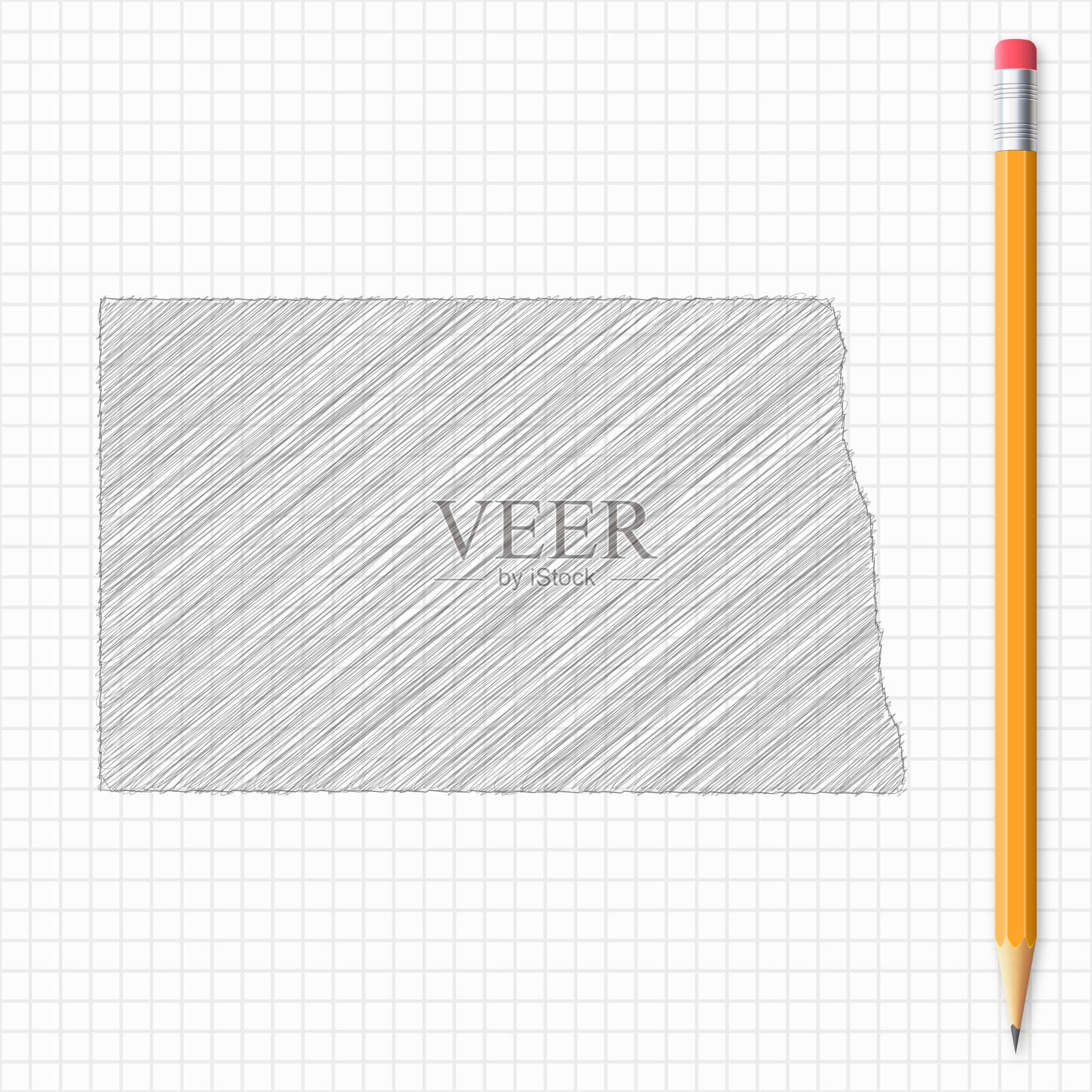 在方格纸上用铅笔画出北达科他州的地图草图设计元素图片