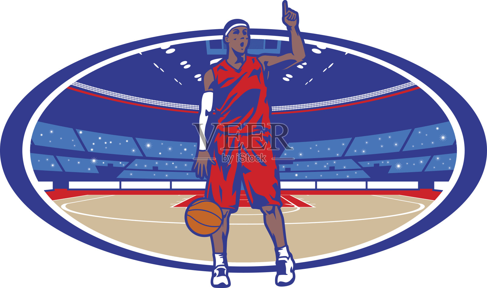 篮球赛场控卫插画图片素材