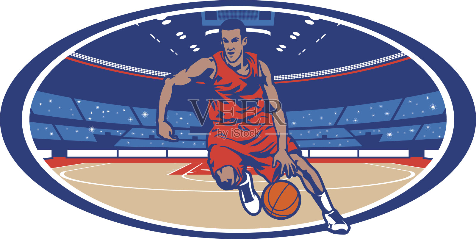 篮球舞台运球插画图片素材