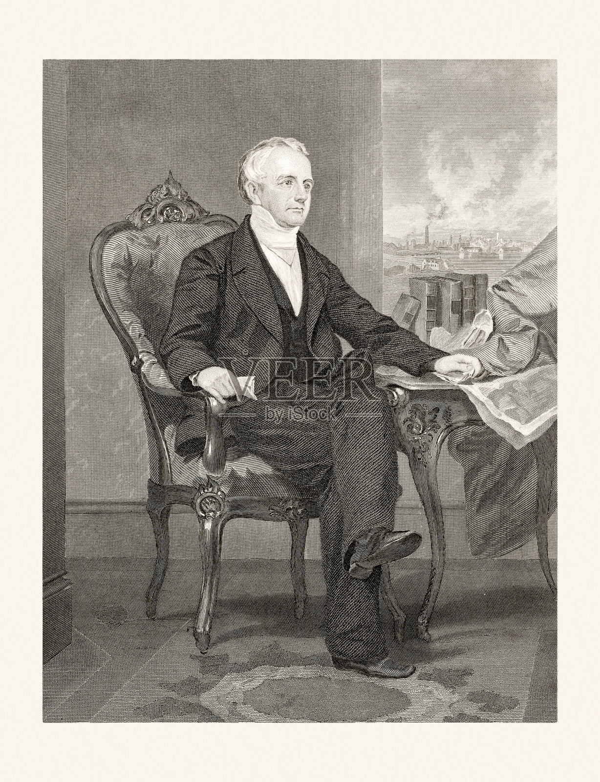 阿伯特·劳伦斯，19世纪的肖像插画图片素材