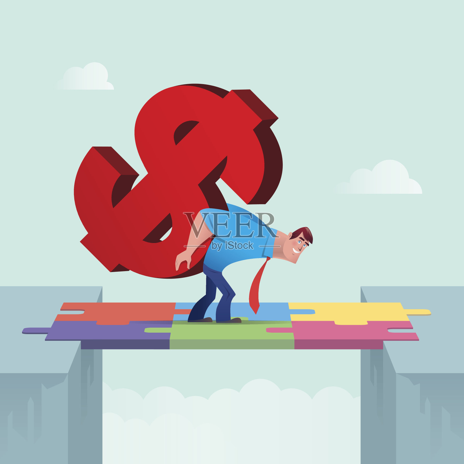 商人携带钱币标志插画图片素材