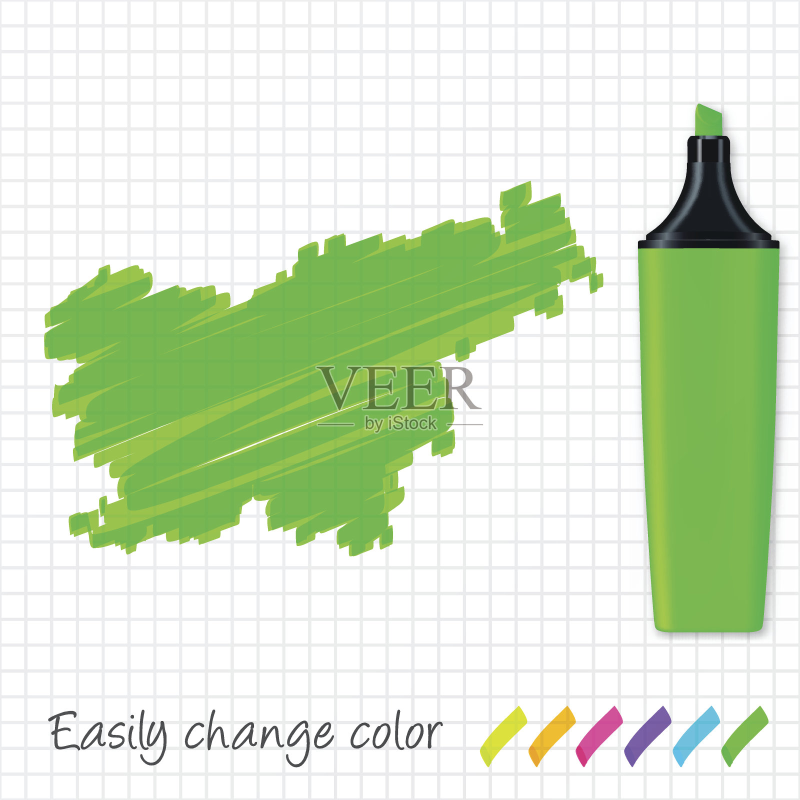 斯洛文尼亚地图手绘在格子纸上，绿色荧光笔插画图片素材