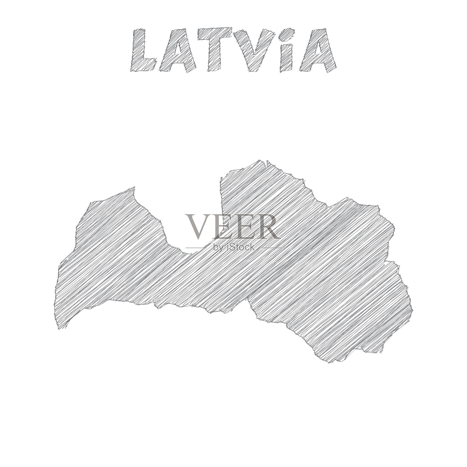 拉脱维亚地图手绘在白色背景上插画图片素材