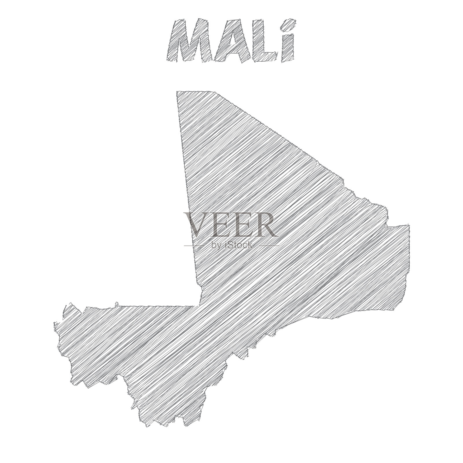 马里地图手绘在白色背景插画图片素材