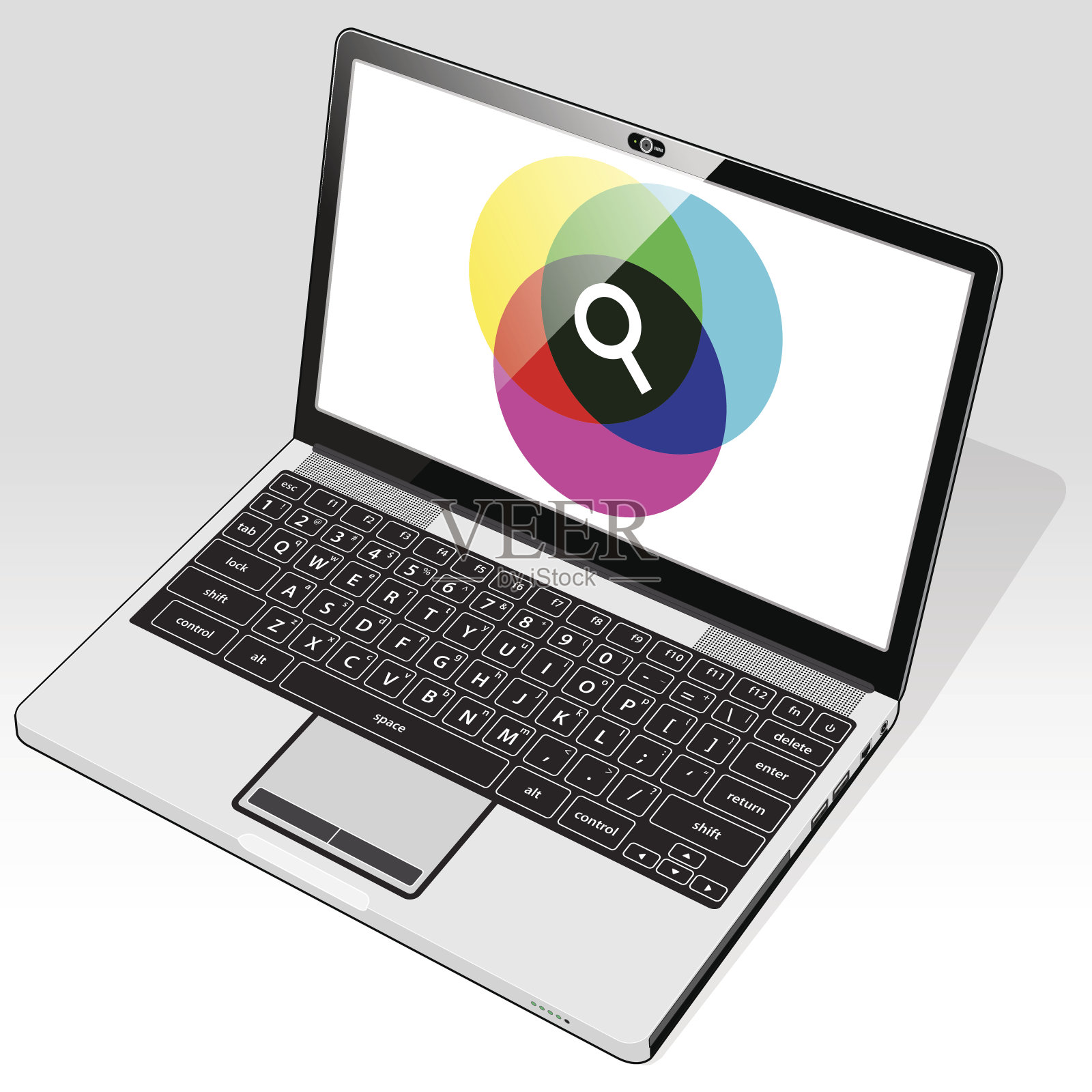 网页搜索笔记本电脑上右视图插画图片素材