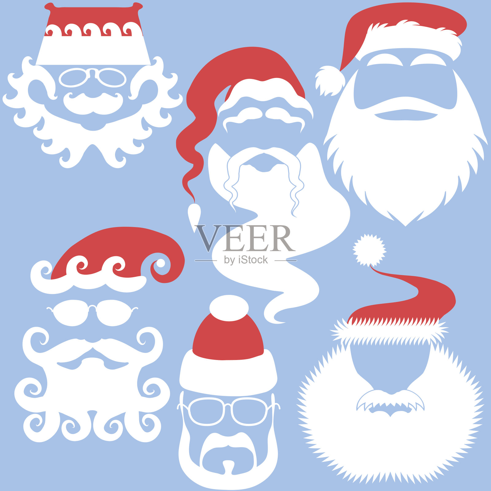 圣诞老人的面具插画图片素材