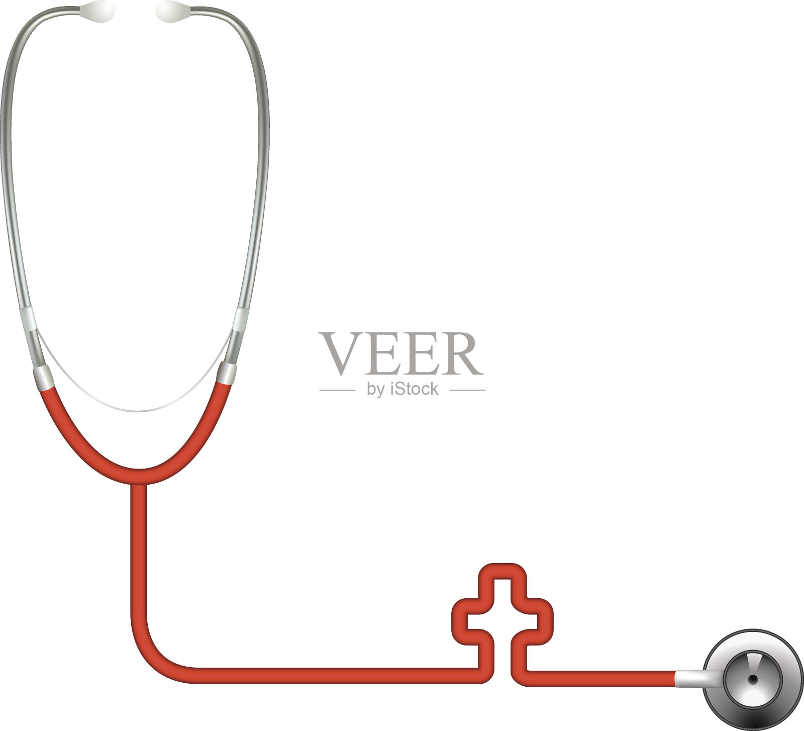 红色的十字听诊器插画图片素材