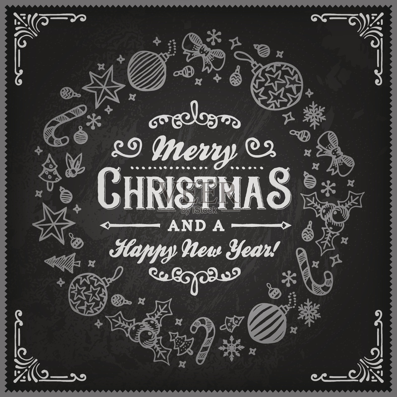 手绘黑板圣诞愿望插画图片素材