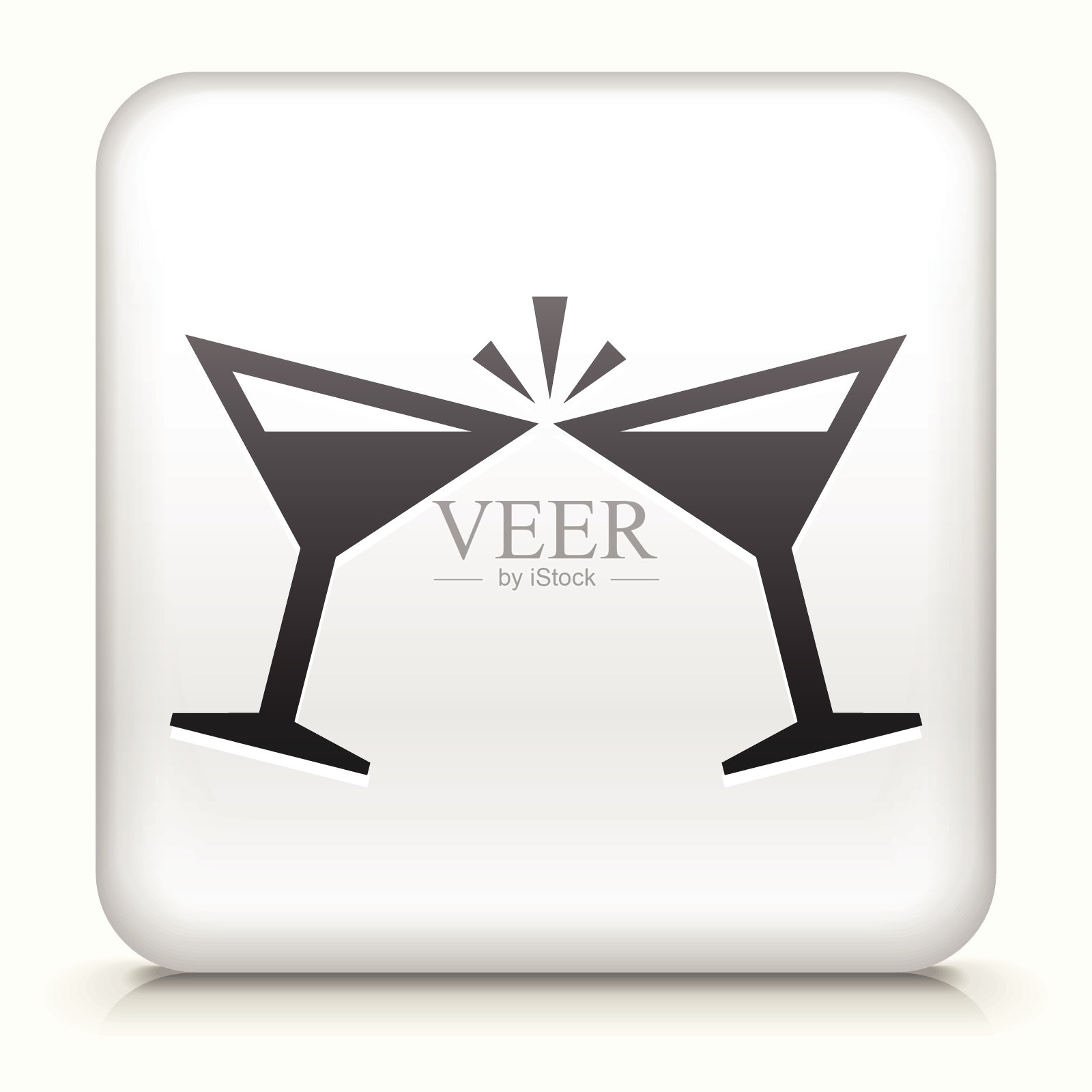 白色方形按钮与碰杯插画图片素材