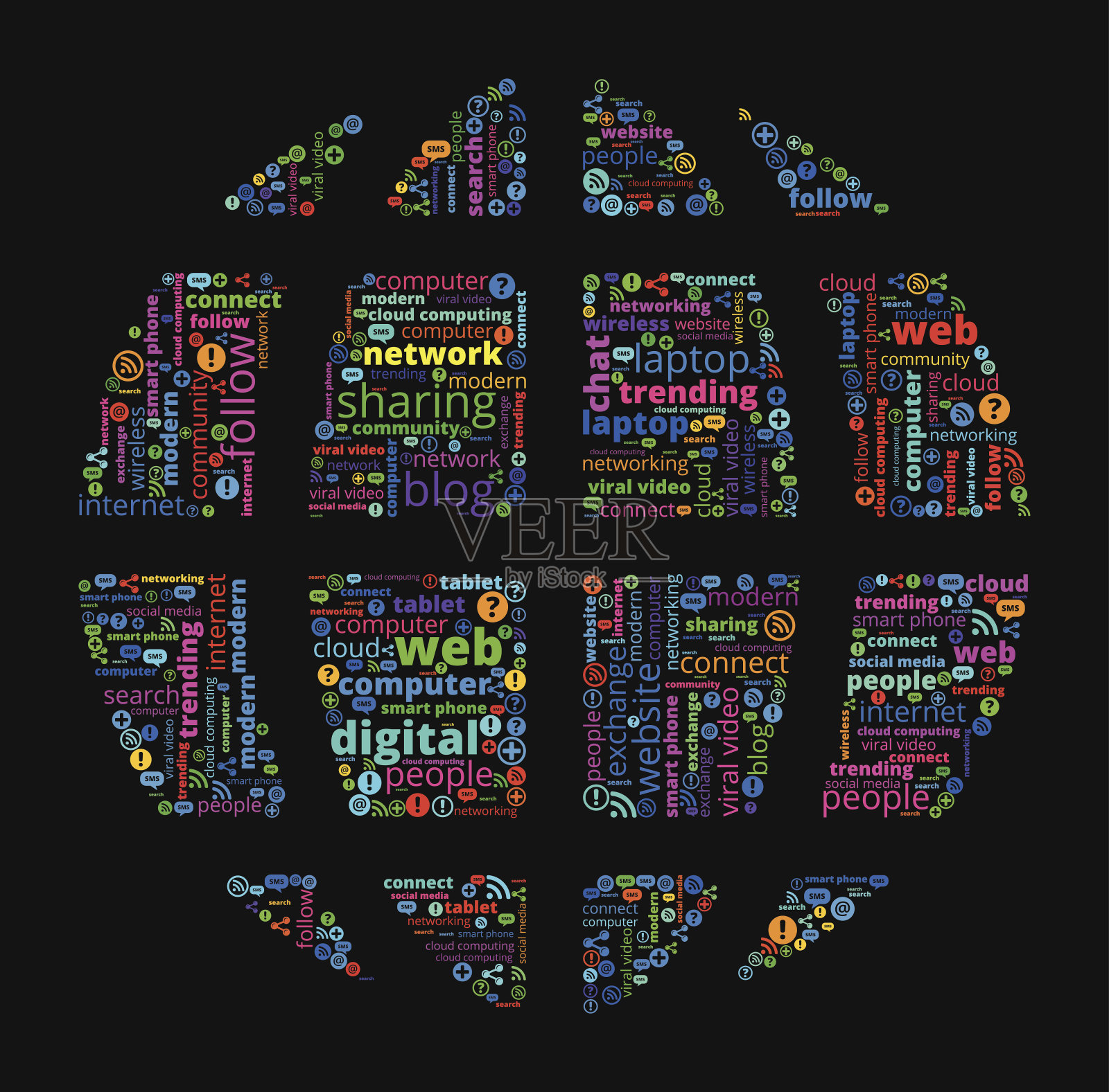 《现代通信与技术全球插画图片素材