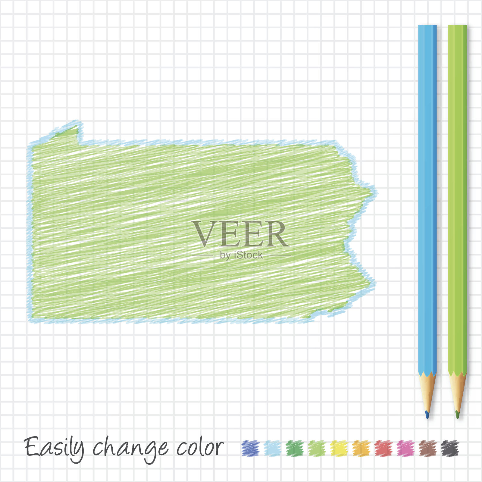 用彩色铅笔在格子纸上画宾夕法尼亚州地图草图插画图片素材