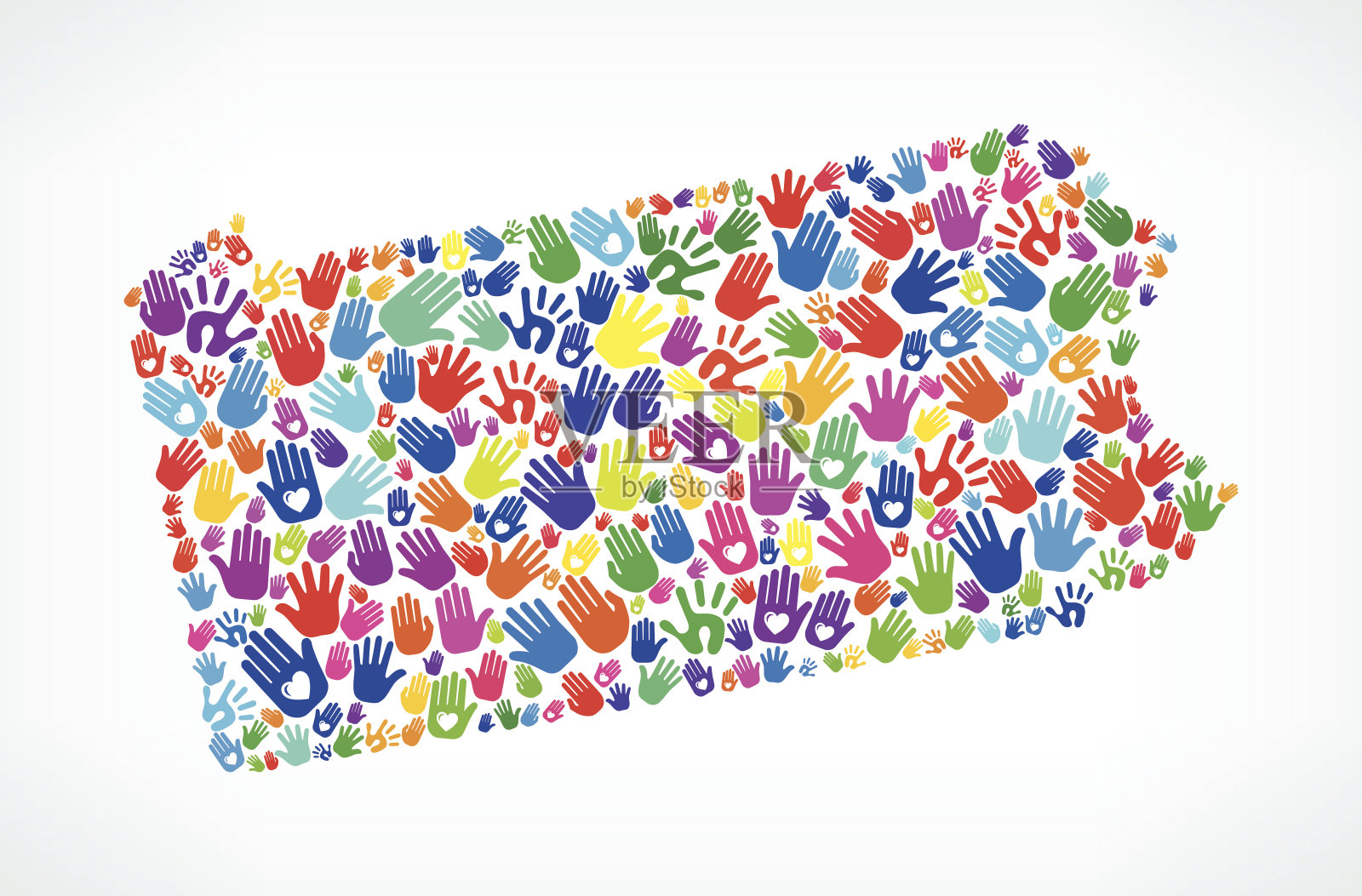 宾夕法尼亚州的手模式白色背景插画图片素材