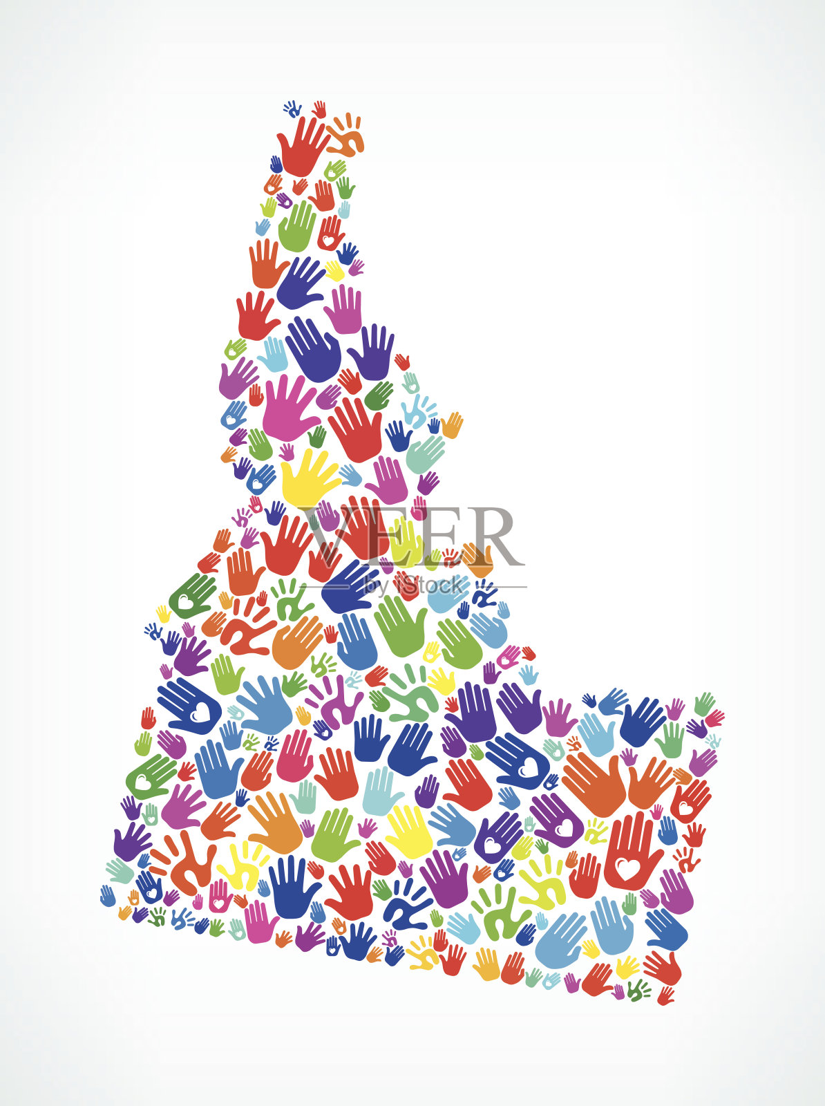 爱达荷州的手模式白色背景插画图片素材