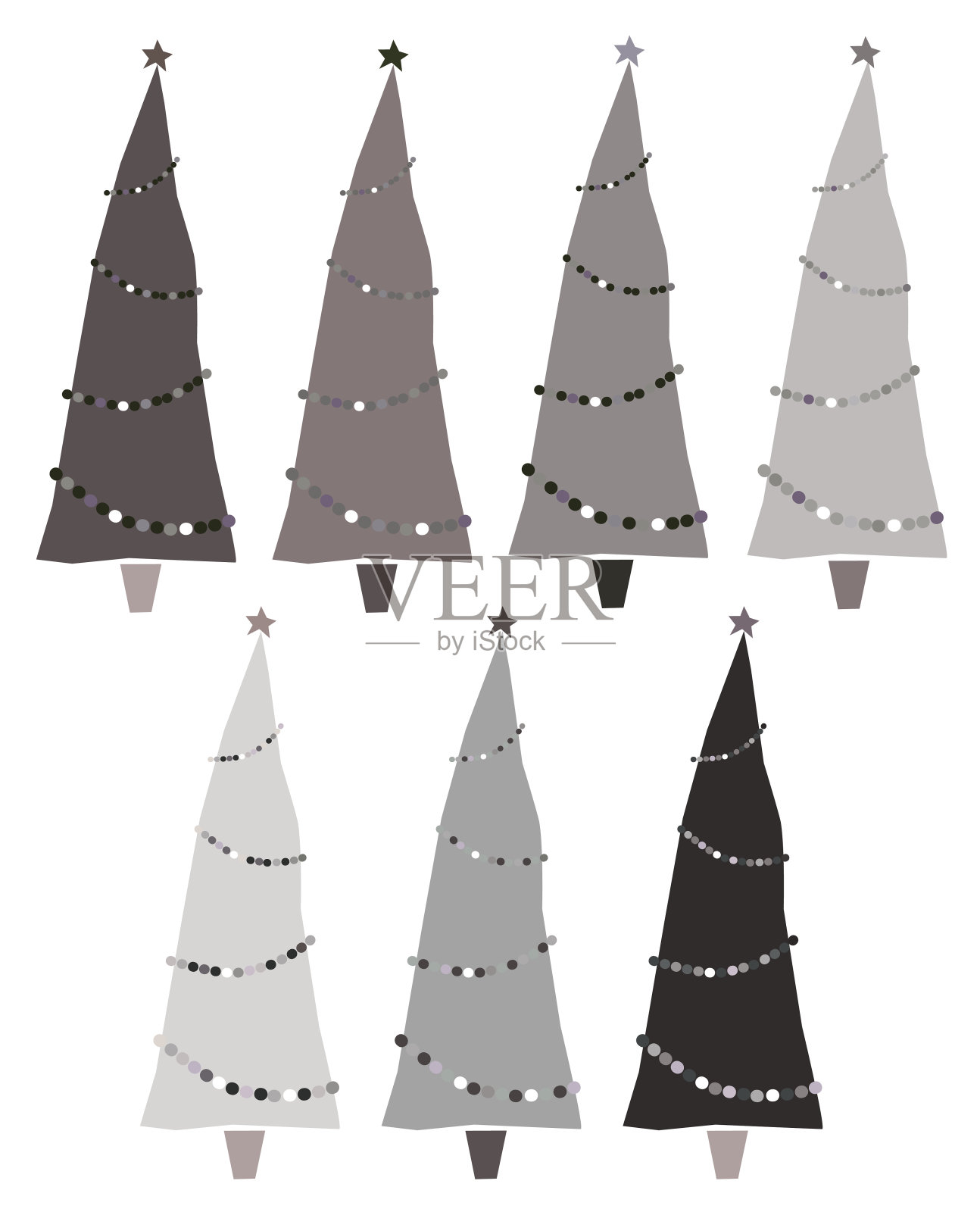 冷杉树和圣诞节装饰插画图片素材