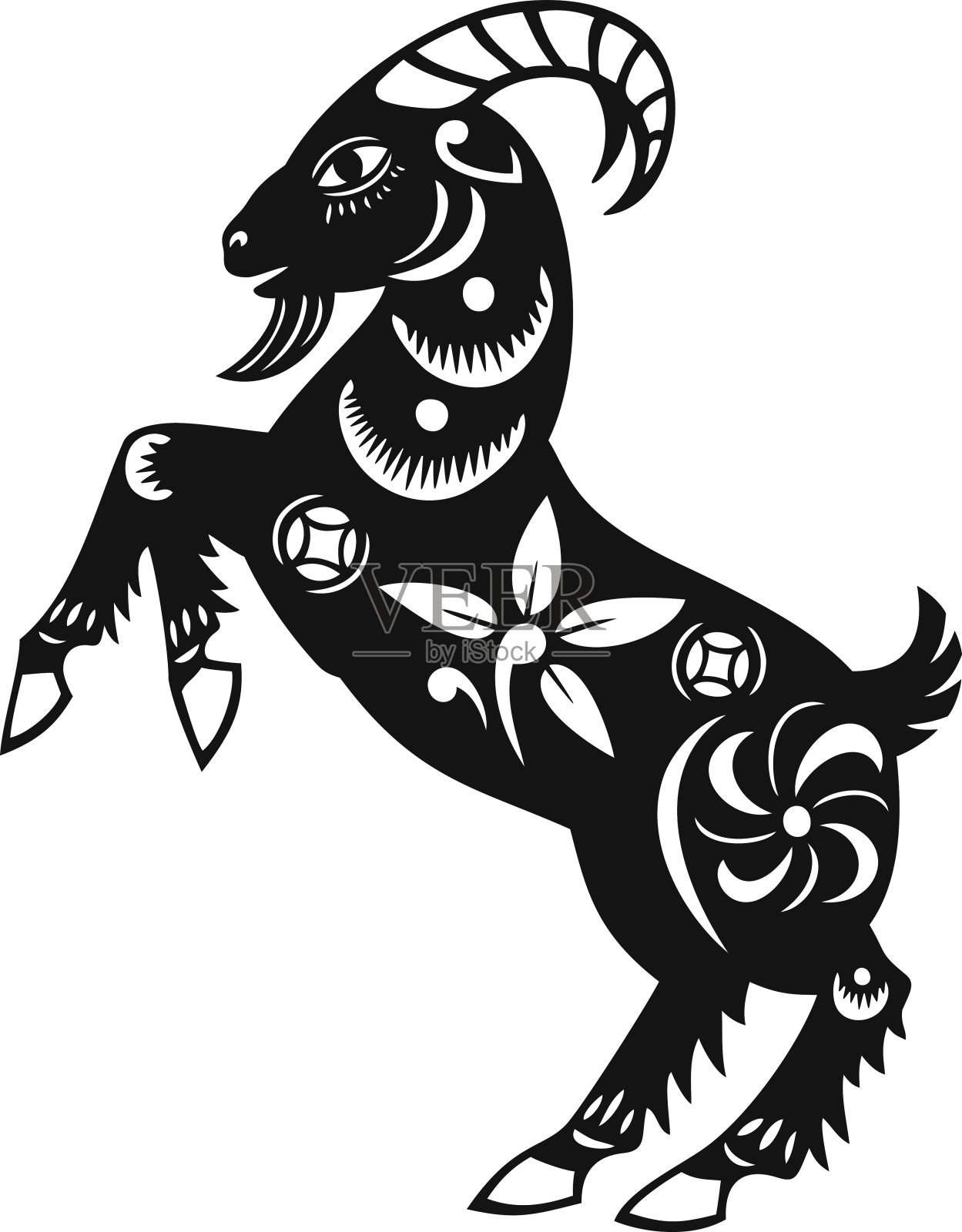 剪纸山羊，羊年2015设计元素图片