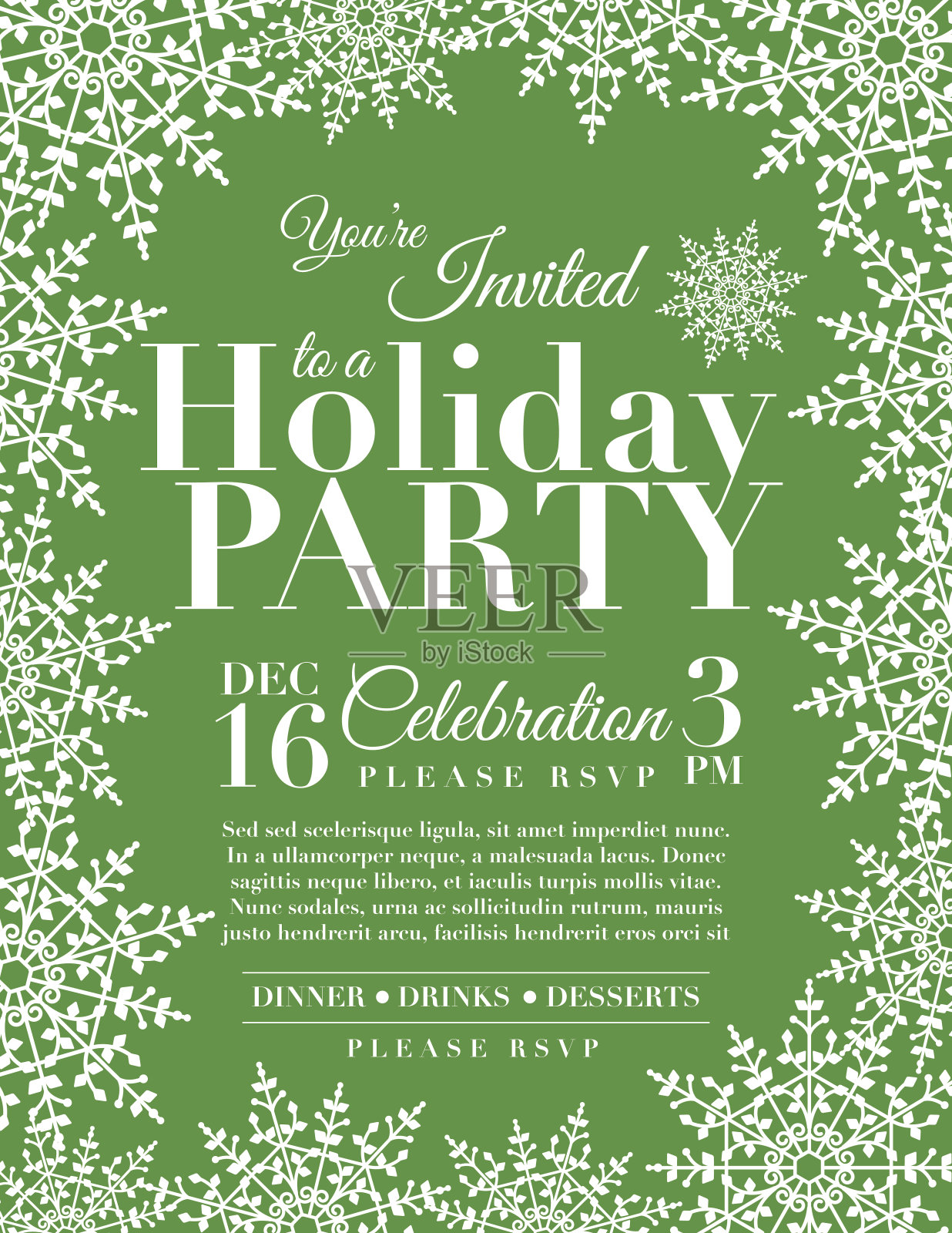 雪花假日派对邀请模板-蓝色设计模板素材