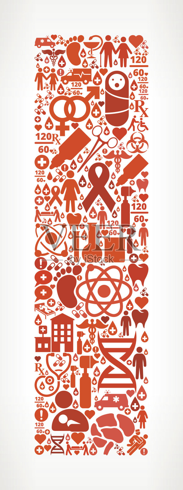 字母i医疗保健和医疗红色图标模式插画图片素材