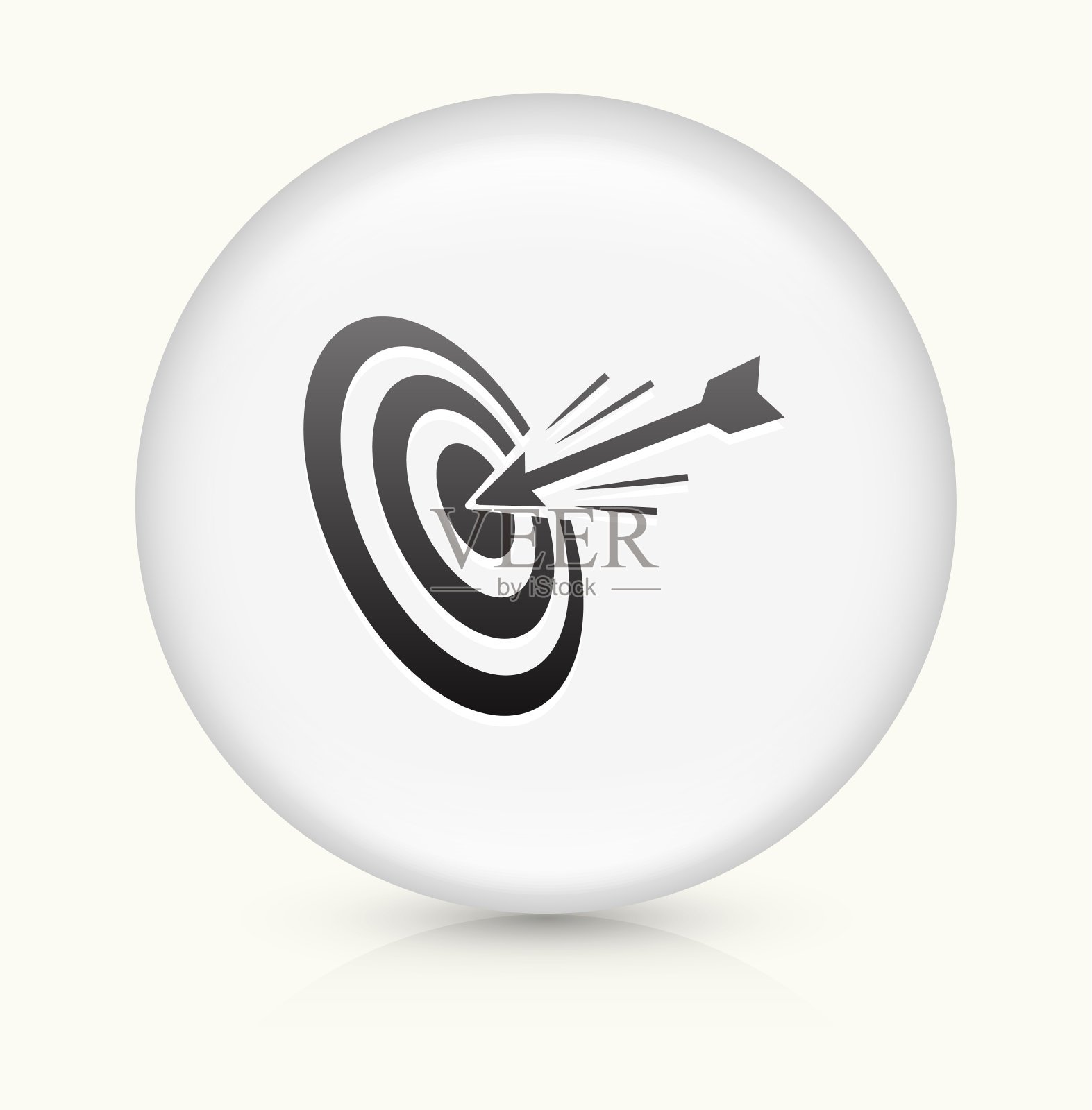 击中目标图标上的白色圆形矢量按钮图标素材