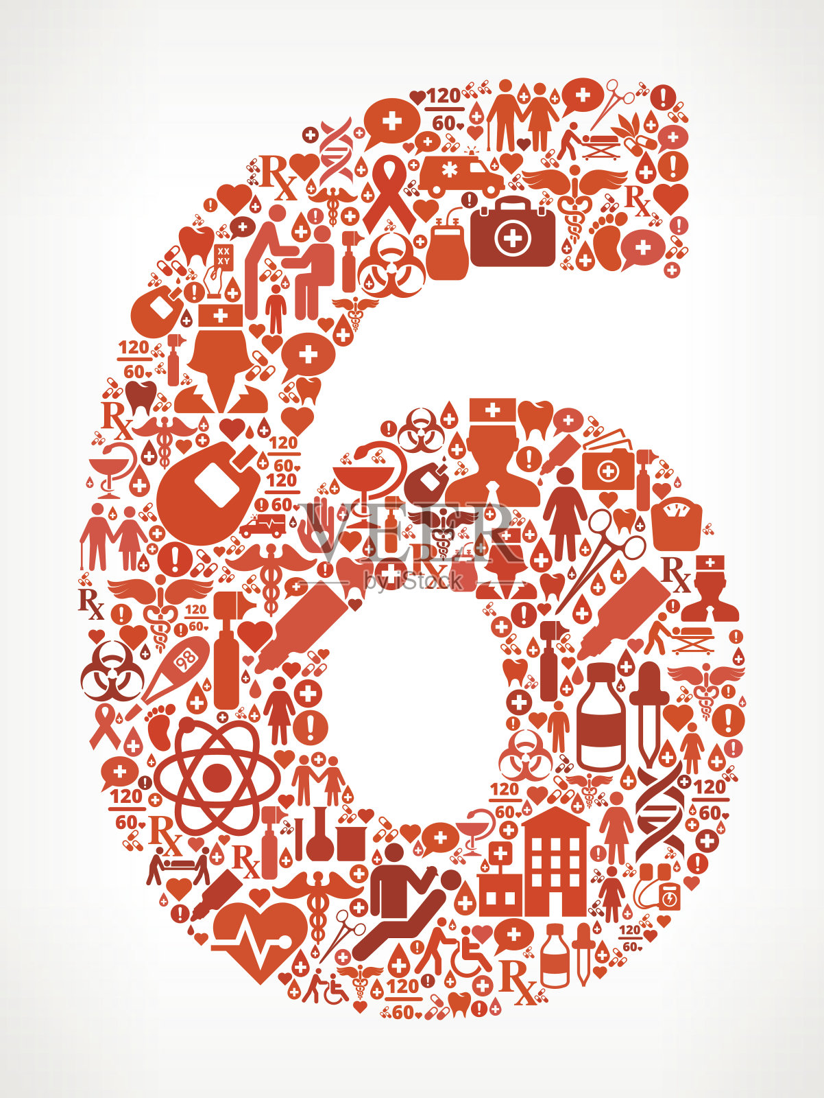 6 .医疗保健和医疗红色图标模式插画图片素材