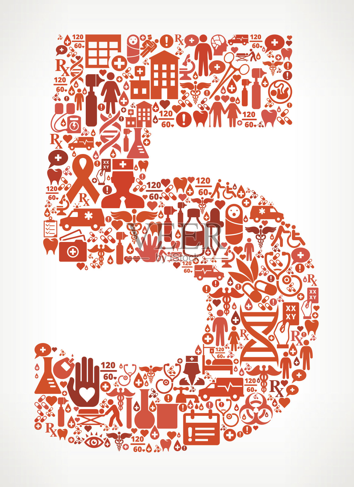 5 .医疗保健和医疗红色图标模式插画图片素材