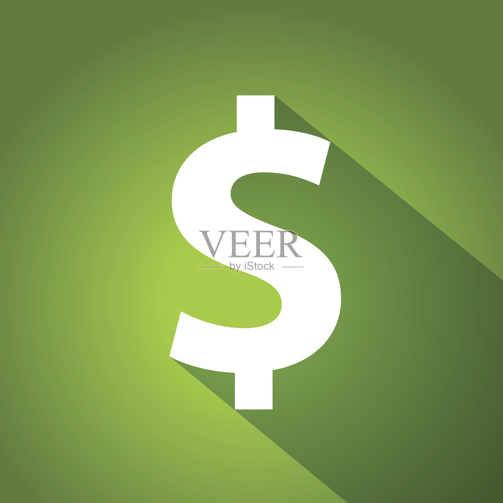 在发光的绿色背景上的美元符号插画图片素材