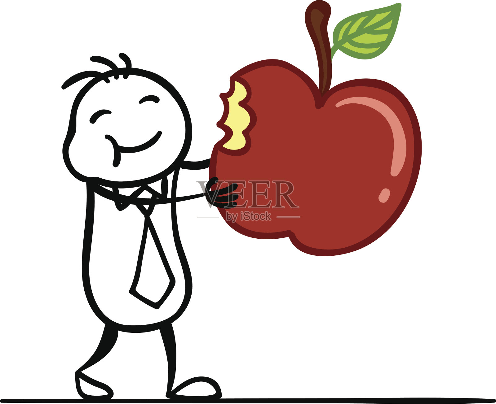 我正在吃一个大苹果插画图片素材