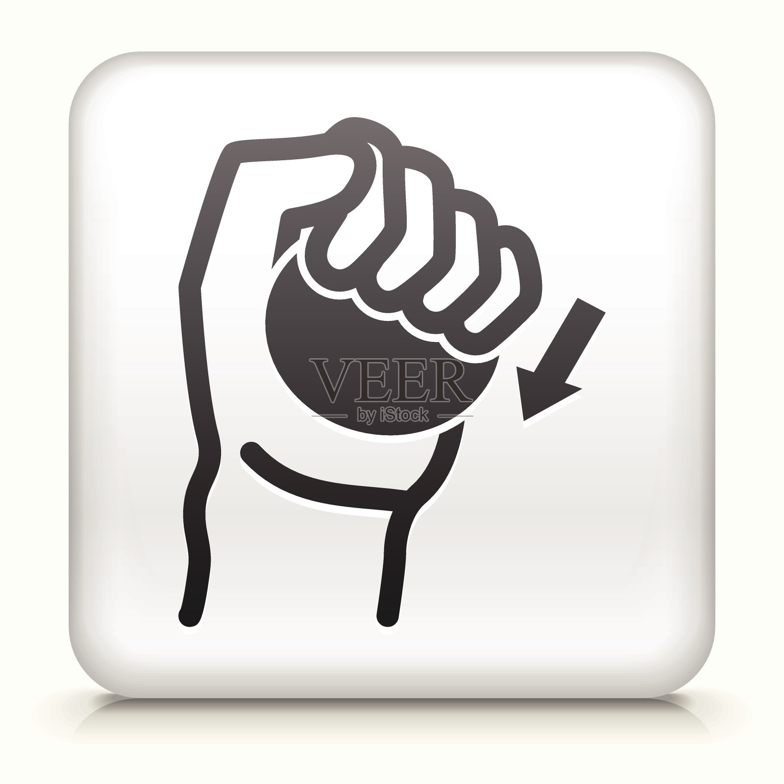 白色方形按钮与手的图标设计元素图片