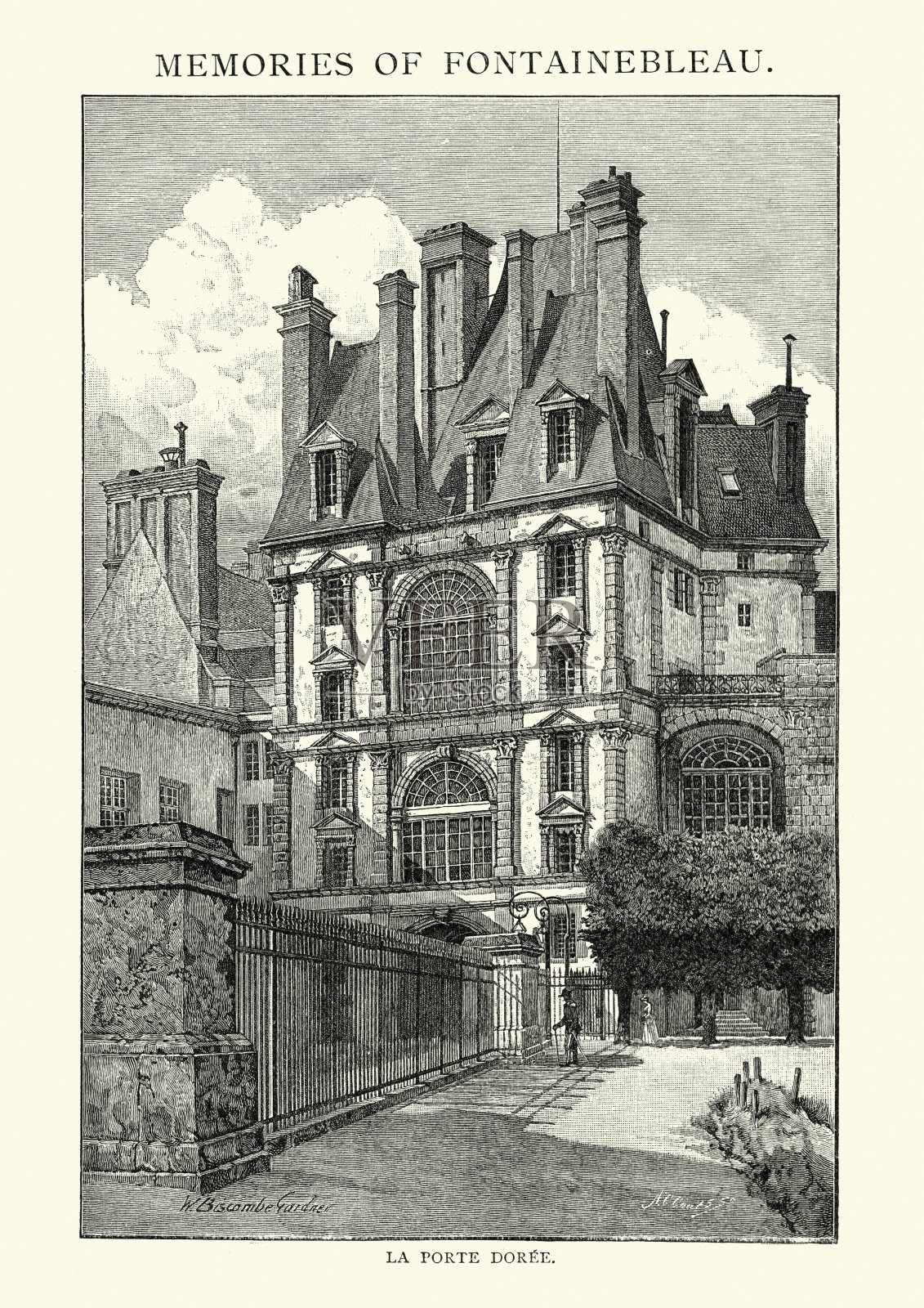 多雷门-枫丹白露，法国插画图片素材