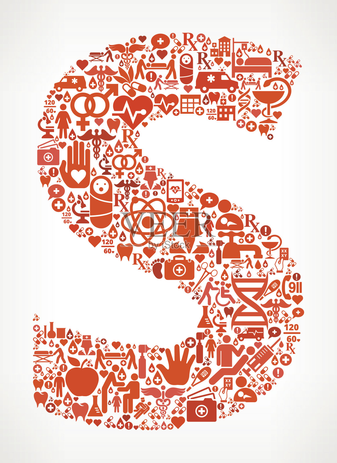 字母医疗保健和医疗红色图标模式插画图片素材