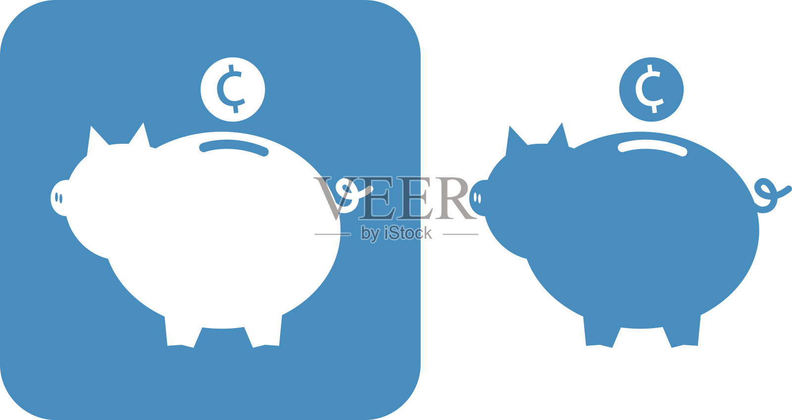 蓝色储蓄罐图标插画图片素材