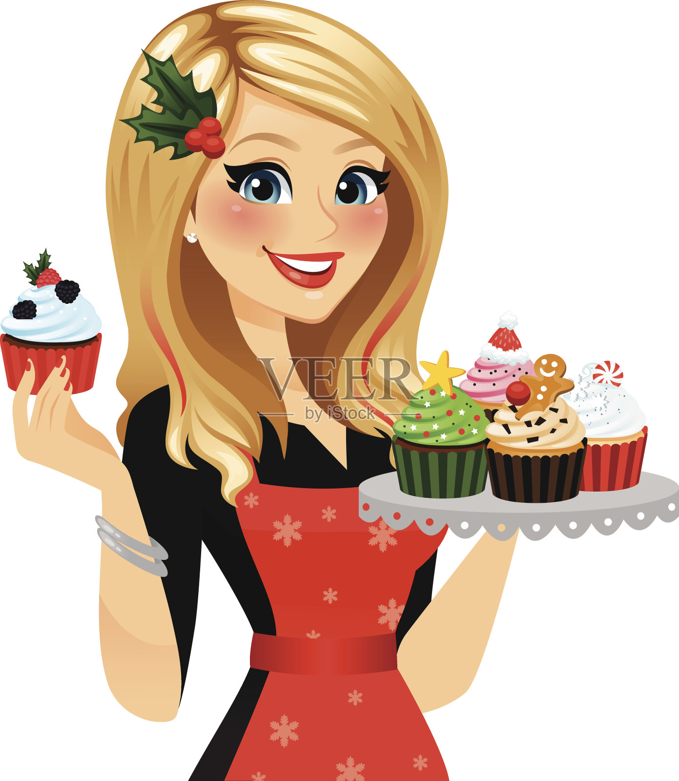 假日贝克的女人插画图片素材